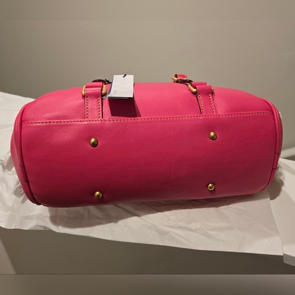New Dooney & Bourke Fuschia Florentine Leather Satchel - Picture 5 of 7